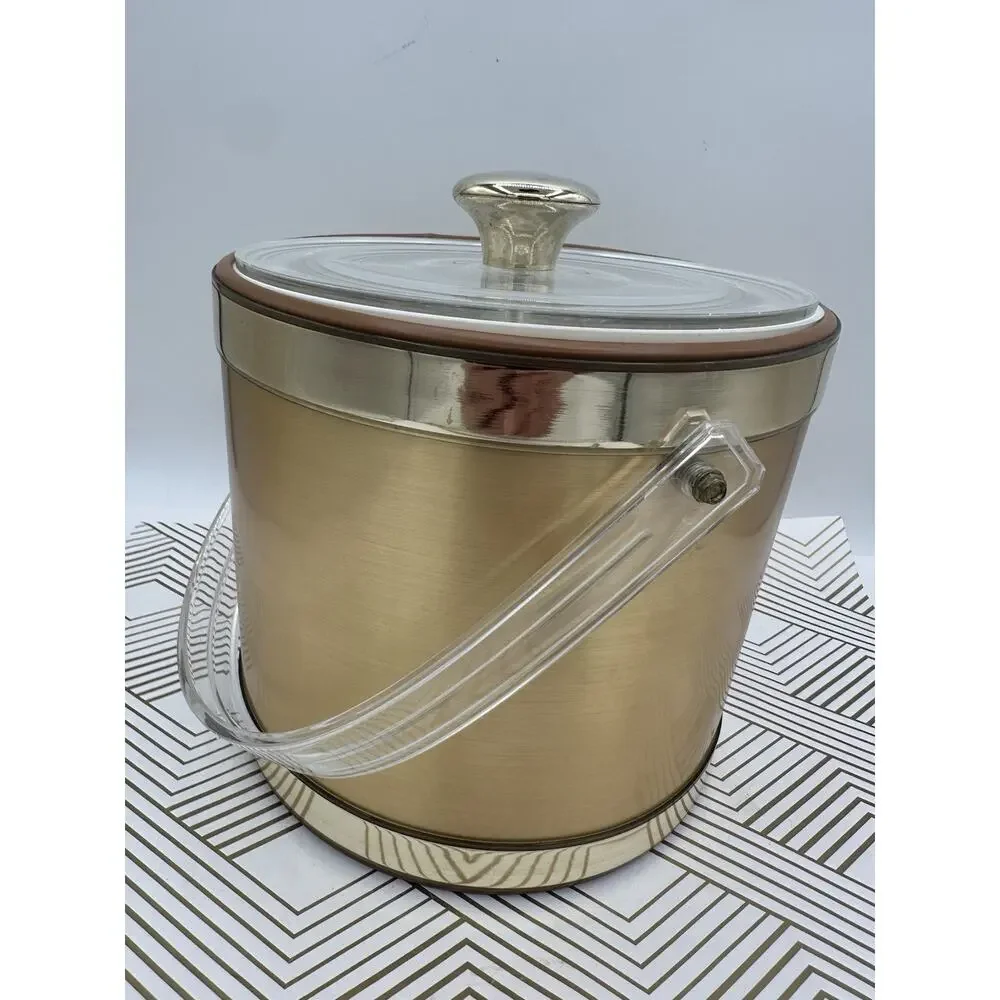 Vintage Culver Gold Ice Bucket w/ Lid MCM
